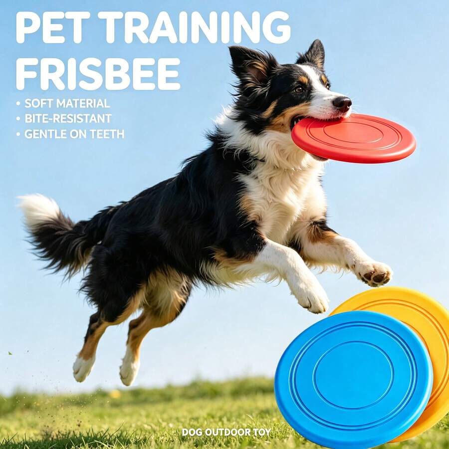 Durable Dog Toy, Outdoor Interactive Training Pet Disc, Chew Toy For Bored Dogs, Suitable For Puppies And Adult Dogs, Lightweight Soft Dog , Ideal For Backyard, Beach, Park, Grass Games And Interactive Training - Multicolor - View 1