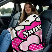 SANRIO 1pc Customized Cartoon Pattern Blanket, Personalized Name Customization, Printed With Cartoon Pattern, Cute And Cozy Style - Soft And Comfortable, Machine Washable, Suitable For Sofa, Living Room, Office, Chair - Perfect Gift For Family And Friends - Multicolor - View 8