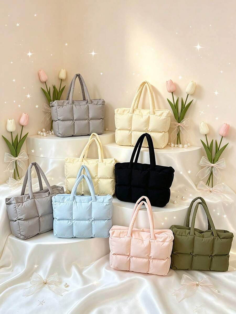 1pc Fashion Solid Color Large Capacity Handbag, Dual Handles Can Easily Hold Daily Essentials, Also Perfect Gift For Friends - Multicolor - View 1