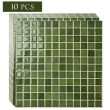 shiny home 10pcs Self-Adhesive Waterproof Splash-Proof Wallpaper, Removable Polyurethane Wall Stickers, No Extra Glue Needed, Suitable For Kitchen And Bathroom DIY Wall Decals - Light Green - View 6