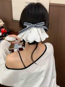 1件女款溫柔優雅刺繡花卉蕾絲蝴蝶結緞帶春季髮夾，馬尾半紮髮飾髮夾，適合搭配洋裝、海邊度假、日常穿搭、髮型裝飾，波希米亞優雅風 - 彩色 - 查看 10