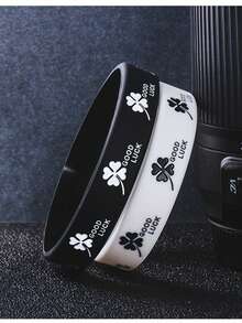 2pcs/Set Minimalist GOOD LUCK Men's Silicone Bracelet - Silicone Bracelet - View 3