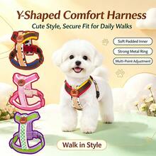 1 PC Y-Shape Dog Harness, Soft Padded No Pull Puppy Harness With Adjustable Quick Release Buckle, Breathable Lightweight Pet Vest Harness, Cute Plaid Escape-Proof Metal D Ring For Small Medium Dogs, Outdoor Walking Daily Use, Multiple Color Options - Multicolor - View 10