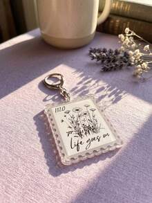 1pc/8pcs Bangtang K-Pop Music Stamp Pattern Keychain, Acrylic Rectangular Wavy Edge Metal Buckle Functional Bag Charm Decorative Pendant, Suitable For Fan Meetings, Concerts, Birthday Gifts, Back To School, Campus Daily, Travel And All Seasons - Multicolor - View 9