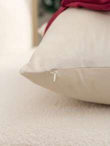 1pc Red Christmas Bow Cushion Cover, Suitable For Indoor Decoration, Christmas Decoration, All-Season Cushion Cover, Without Insert - Off-white - View 9