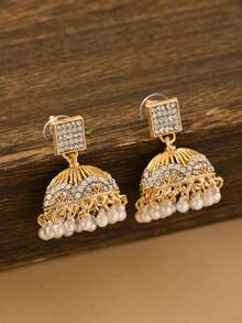 1pair Exquisite Rhinestones Decoration Jhumka Earrings, Style Faux Pearl Pendant For Women's Daily,Party Wear,Festival Accessories Jewelry - Earring - View 8