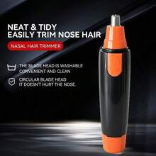 AXH Nose And Ear Hair Trimmer, Men's Stainless Steel Manual Washable Portable Nose Hair Trimming Scissors - Black - View 6