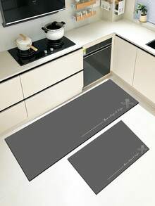 1 Pc Dark Gray Cutlery Pattern Kitchen Mat, 3.5 Mm Soft Rubber That Absorbs Water And Is Easy To Clean. Suitable For Corridors, Bathrooms, Living Rooms, Outdoor Door Mats, And Toilets. Useable Throughout The Year And For Various Holidays. - Multicolor - View 7