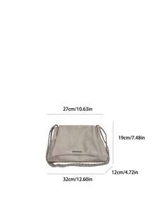 Solid Color Flap Chain Bag For Women, Fashion Soft Shoulder Bag, Suitable For Girls, Ladies, College Students, New Professionals And White-Collar Workers, Perfect For Work, Business, Commuting, School - Grey - View 8