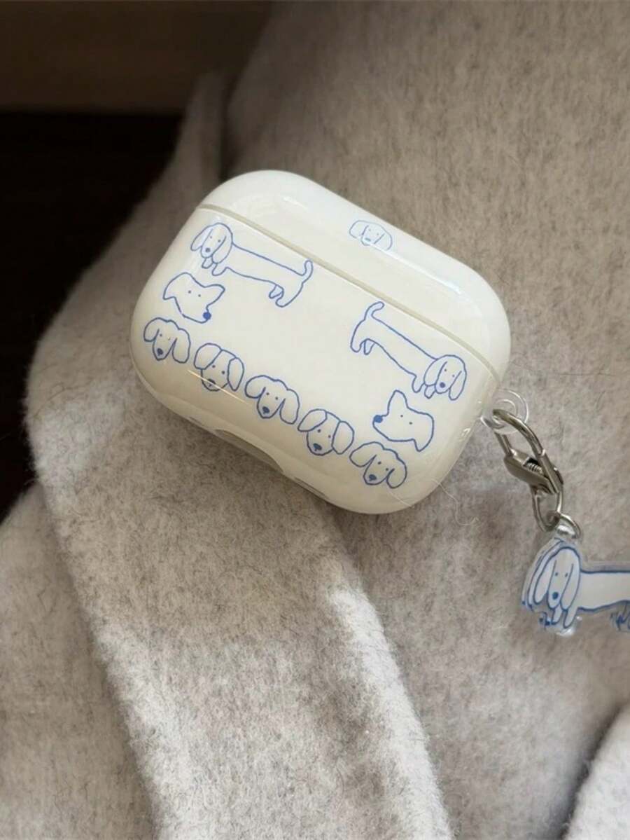 Minimalist Korean Style Niche Line Art Dachshund Dog Earphone ...