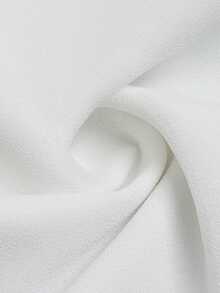 Women Elegant Fall White Shirt Maxi Dress, Collar Long Sleeve Ruched Waist Sheer Mesh Split Hem, For Daily Wear, Party & Dinner Outfit - White - View 6