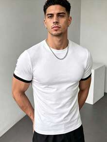 ZYNTH BALENO Men's Summer Fashion Patchwork Short Sleeve T-Shirt, Essential For Summer Sports White - White - View 3