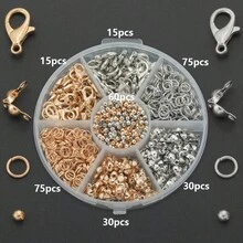 300pcs DIY Jewelry Clasps Connectors Set, 6-Compartment Box, Suitable For Braided Jewelry Making, Bracelets, Necklaces, Anklets, Open Jump Rings, Beaded Connectors, Bag Charms, Jewelry Accessories, Handmade Craft Materials - Accessory Set - View 11