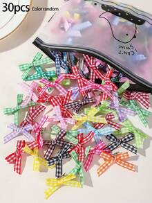 30pcs Children's Multi-Color Fabric Bow Plaid Ribbon Hair Clips, Versatile Bangs Back Side Hair Clips, Girl Hair Accessories, Baby Headwear, Daily Use - Multicolor - View 9