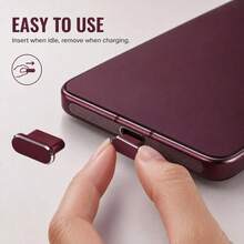 1pc Dark Cherry Type C Metal Dust Plug, 1pc Charger Port Anti-Dust Cover Caps Protectors, Dust Proof Port Stopper Compatible With IPhone 18 Pro Max And 18PM - Multicolor - View 5