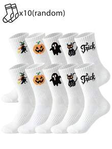 1/5/10 Pasang Kaos Kaki Pria Setengah Betis, Kostum Pesta Halloween, Kaos Kaki Motif Penyihir & - MultiWarna - View 8