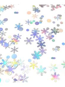 1000/300pcs Iridescent Snowflake Confetti,Winter Snow Table Confetti Round Dots Glitter Sequins, Christmas Frozen Theme Party Decorations For Table Scatter, DIY Crafts, Winter Wedding Party Decoration Colorful Confetti - Multiple Styles - View 5