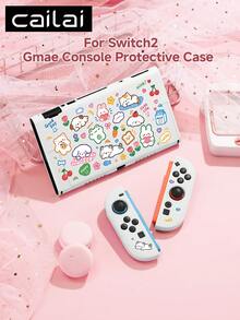 Cailai Cute Hand-Drawn Sticker Style Illustration Soft Adorable Animal Pattern Switch Game Console Protective Case, Suitable Compatible With Switch OLED And Switch Console, Soft TPU Material, No Disassembly Required, Anti-Drop Anti-Dust, Ideal Gift Compatible With Switch Players, Elegant And Cute, Switch 2 Storage Bag/Dock Shell - View 18