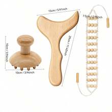 Set 3 buah Roller Pijat Manual Kayu, Alat Pijat Seluruh Tubuh, Cocok untuk Kaki, Pinggang, Bahu, Lengan, dan Punggung, Ideal untuk Penggunaan di Rumah dan Kantor - MultiWarna - View 5
