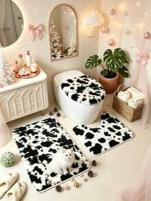1pc 2D Printed Cow Pattern Bathroom Rug, Bath Mat, Bathroom Carpet, Door Mat, Small Rug, Carpet, Floor Mat, Home Decor, Area Rug, Outdoor Mat, Home Decor, Area Carpet, Bedroom Rug, Washable Carpet - Multi-color a - View 4