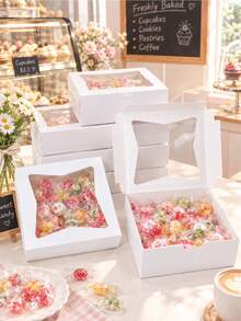 3pcs/6pcs/12pcs INS Christmas Style Window Pastry Gift Box, Soft Pink Visible Cookie Packaging Box, Macaron Storage Box, Christmas New Year Afternoon Tea Party Favor Box - 8825 - View 11