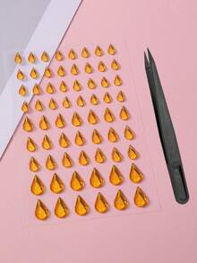 1Set, Aesthetic Stickers, Teardrop Rhinestone Decorative Stickers, Glossy Gem Surface, Self Adhesive, Transparent Base, For Device Surface Decor, For Accessory Embellishment, Ins Style Ornament Stickers - Multi-color Teardrop Stickers - View 8