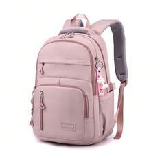 Solid Color Minimalist Aesthetic Women's Literary Backpack, Casual Versatile Large Capacity School Bag For Outings And Classes, INS Style - Pink - View 2
