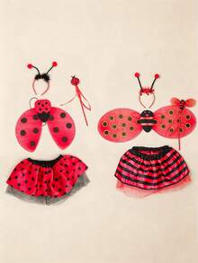 Halloween Multi-Piece Set Christmas Carnival Party Performance Red Black Polka Dot Cute Ladybug Wings Costume/Single Piece/Set - Multicolor - View 1