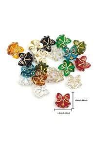 26顆 16*15mm 金箔聖誕鈴鐺形彩色聖誕珠 蝴蝶形 DIY 串珠項鍊手鍊耳環配件 - 聖誕鈴鐺 - 查看 3