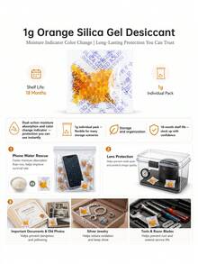 Silica Gel Desiccant Moisture Absorbent, Reusable Color-Changing Dehumidifier, Suitable For Drying Grains, Electronics, Cameras, Wardrobe Storage Boxes Mold Protection, Long-Lasting Freshness Tool For Home Storage Boxes - Multicolor - View 3
