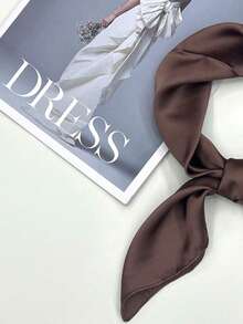 1PC Bandana Women's Solid Color Printed Square Scarf, Baotou Scarf, Binding Bag, Decorative Silk Scarf, Suitable For Daily Use - Coffee Brown - View 6