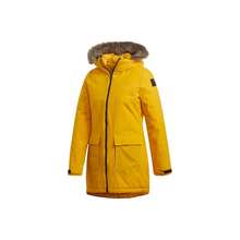Áo khoác parka có mũ adidas giữ ấm chống lạnh dáng dài vừa, mùa đông, nữ, màu cam - Màu vàng - Xem 1