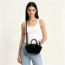 JP Dumpling Bag 女款 JH30692 Hana 小號新款手提包 單肩斜跨托特包 多用途 通勤上班 外出購物約會小包 輕量耐用 麂皮 高顏值 百搭 - 黑色 - 查看 5