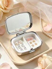 The White Lace Three-Dimensional Flower Bow Portable Storage Box Can Be Used As A Portable Medicine Box, Jewelry Storage Box, And Portable Makeup Mirror Box. It Is The Perfect Choice For Valentine's Day, Birthdays, And Holiday Gifts - Multicolor - View 7