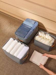 Keranjang Penyimpanan Kain Lipat dengan Pegangan, Pengatur Pakaian, Keranjang Cucian, Kotak Penyimpanan Rangka Baja Tebal untuk Pakaian, Handuk, Popok, Kaus Kaki, DVD, Foto, dll. Tersedia dalam Warna Khaki dan Abu-abu, Ukuran Kecil/Sedang/Besar - MultiWarna - View 23