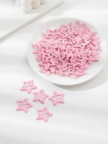 12PCS Pink Star Enamel BB Hair Clips, Sweet & Cool Style Snap Clips, Suitable For Bangs, Loose Hair, Ponytail Styling, Fashion Women Hair Accessories - Pink - View 4