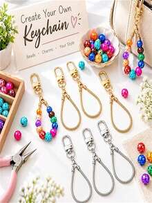 3pcs Creative Heart & Star Door Hanging Decor Set With Mini Lobster Clasp, Includes Connecting Chain And Cardboard Packaging Bag, Key Ring Keychain Beads, Suitable For Music Festival And Back To School Season - A - View 5