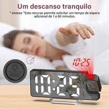 Despertador com projeção, despertador de teto com tela grande para quarto, projeção de 180°, ajuste de brilho em 4 níveis, com funções de temperatura, data e soneca. - 1PC - Visão 4