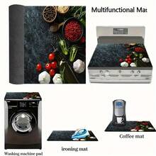 (Hot !!) 1pc 2D Kitchen Seasoning Pattern, Flat Stove Protector Mat And Non-Slip Heat-Resistant Rubber Stove Cover Mat Suitable For Induction Cooktop, Glass Stove And Multi-Functional Anti-Scratch Mat, Also Best Choice For Oven, Washing Machine, Dryer And Kitchen Decoration. - Multicolor - View 7