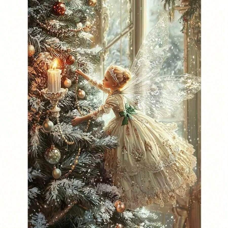 1PC DIY 5D Diamond Painting Kit Fairy Pattern - Round Full Diamond Art Mosaic Craft, Home Wall Decor, Unframed - No Frame - View 1