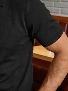 ALTZTAR Men's Solid Color Casual Versatile Daily Wear Knit Top - Black - View 5