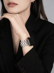 不鏽鋼錶帶，適用於 49/46/45/44/42/41/40/38mm，男女通用金屬錶帶，適用於 I Watch Ultra Series 12 11 10 9 8 7 6 5 4 3 2 1 - 銀色 - 查看 14
