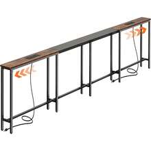 1 Pieza Mesa de Sofá Estrecha con 2 Tomas de Corriente y Puerto USB-C, longitud ajustable de 219.9-279.9 cm, Mesa Consola Larga de Entrada, incluye kit antivuelco para mayor estabilidad, mueble funcional para almacenamiento, pieza versátil para Sala de Estar en espacios interiores del hogar. - Marrón - Ver 12