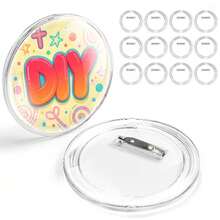 20pcs DIY Badge Set, Transparent Acrylic Material, Button Pins, Flip-Cover Button Badges, School Name Display Frames, Custom/Photo Buttons, DIY Holiday Decoration Materials, Mini Clothing Transparent Pins - Multi-color - View 6