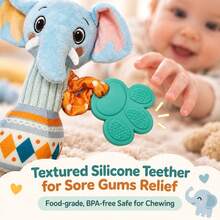 Teething Grip Bar Plush Doll Baby Doll Newborn Infant Educational Soothing Bed Bell Baby Rattle - Elephant - View 9