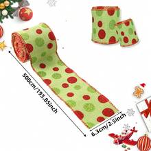 The Grinch أشرطة عيد الميلاد بطول 5 أمتار، شرابات، شخصيات عيد الميلاد الخضراء الناعمة، أشرطة مربعات، أشرطة حلوى بنقاط، ديكورات العطلات - متعدد الألوان - مشاهدة 14