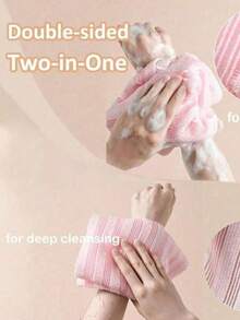 1pc African Style Frosted Mesh Bath Towel Set, Long Bath Sponge, Back Exfoliating Scrub Cloth, Suitable For Cleaning Back Skin During Bathing, Unisex - Multicolor - View 5