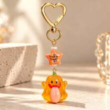 1pc/2pcs Unisex Halloween Glow-In-The-Dark Big Tongue Ghost Funny Pendant, Halloween Element Star Beaded Heart Keychain, Creative Bag Charm Accessory - Multicolor - View 3