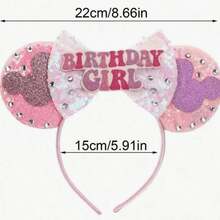 1pc Disney Party Unique Design Headband, Headband, Mickey, Minnie Ears Sequin Bow Headpiece, Stage Performance Costume Hair Accessory Birthday Party Theme Mickey Hair Accessory Headband, Suitable For Holiday Party Wear As The Best Choice For Family, Friends, Parents, Girls And Women - Multicolor - View 7