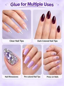 1/3/5pcs Super Strong Brush-On Nail Glue, Long-Lasting Adhesion, Suitable For Nail Tips, Acrylic Nails, Press-On Nails And False Nails - 7g - View 7